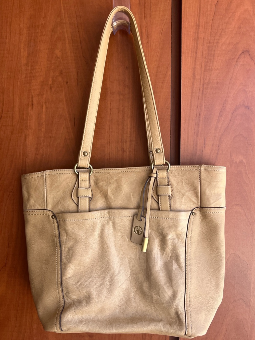 Giani Bernini Leather Shoulder Tote in Tan
